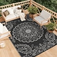 thumbnail image 4 of MeyJey 8'x10' Outdoor Rugs for Patio, Patio Rug Waterproof RV Mats, Plastic Straw Camping Area Rug for Indoor Porch Balcony Beach Mat, Black/Grey, 4 of 15