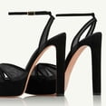 thumbnail image 4 of FSJ Women Peep Toe Platform Sandals Ankle Strap Chunky Block High Heel Buckled Classic Bridal Cocktail Shoes Size 8 Black Mesh, 4 of 5