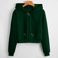 thumbnail image 2 of YUGYXL Full Zip Petite Sweatshirt for Women Trendy Solid Color Cropped Hoodies Comfy Long Sleeve Drawstring Hooded Pullover Casual Fall Streetwear Sweatshirts Today's Army Green,XS, 2 of 3
