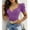 Purple, variant on Swuxness Women Short Sleeve Casual T Shirts, Spring and Summer Short Tops, Ladies V-Neck Solid Color Comfortable Fashion Front Zipper Blouse Purple, L