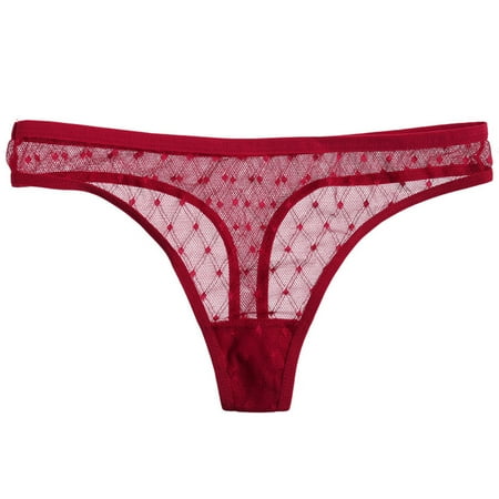 

CYMMPU Sexy Lingerie Panties Polka Dot Sheer Mesh Low Rise See Through Underwear Thongs Ladies T Back Underpants Black