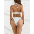 thumbnail image 3 of DARING DIVA Women's Ribbed Textured Halter Bikini Set Large White, 3 of 6