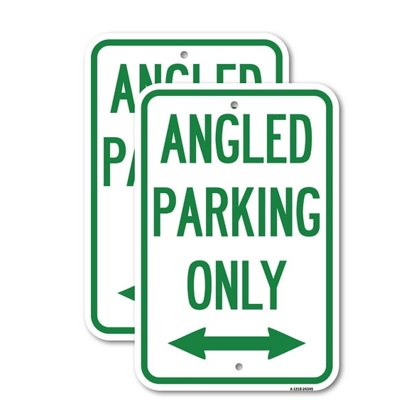 (2 Pack) Angle Parking Only (With Bidirectional Arrow) | 12" X 18" Heavy-Gauge Aluminum Sign | Rust Free Aluminum, Weather Resistant, Waterproof, Fade Resistant, 2 Pre-drilled Holes