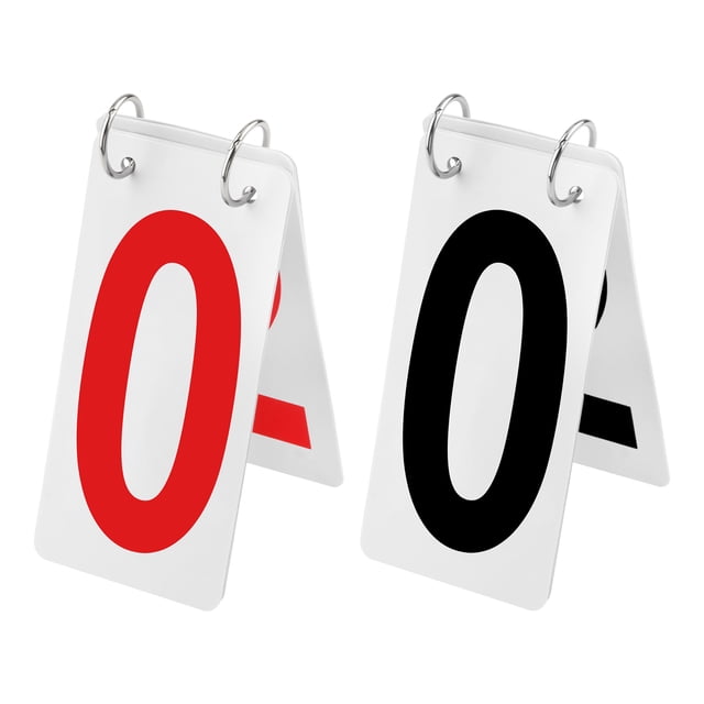 GOGO 2 Sets Tennis Score Keepers, 0-9 Double Sides, 2.5 x 5 Inch, Plastic Card Red & Black Number