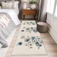 thumbnail image 5 of Spring Floral Washable Runner Rugs 2'x6', Watercolor Blue Gray Flowers Romantic Farmhouse Retro Low Pile Throw Entryway Rug Non-Slip Sturdy Edge Binding Carpet for Indoor Bedside Entrance Bedside, 5 of 9