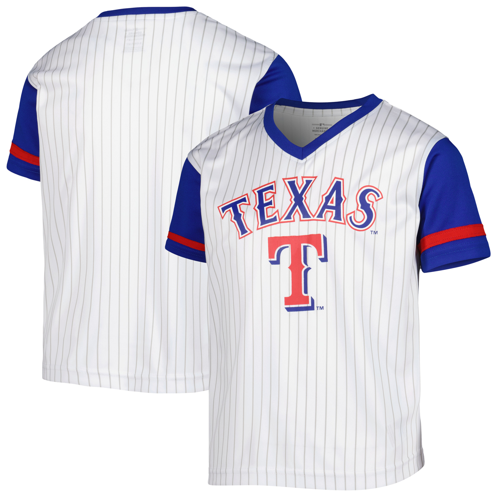 Youth White/Royal Texas Rangers V-Neck T-Shirt - Walmart.com