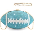 thumbnail image 1 of Football Bling Purse Rhinestone Clutch Purses for Women Crystal Ball Purse Rugby Ball Shaped Bag with Shoulder Chain, 1 of 7