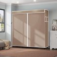 thumbnail image 6 of Clothes Organizer 3 Hanging Rod Shelf Portable Closet with Cover Clothes Rack Standing Closet Beige Clothes Storage Wardrobe Garment Cabinet, 6 of 8