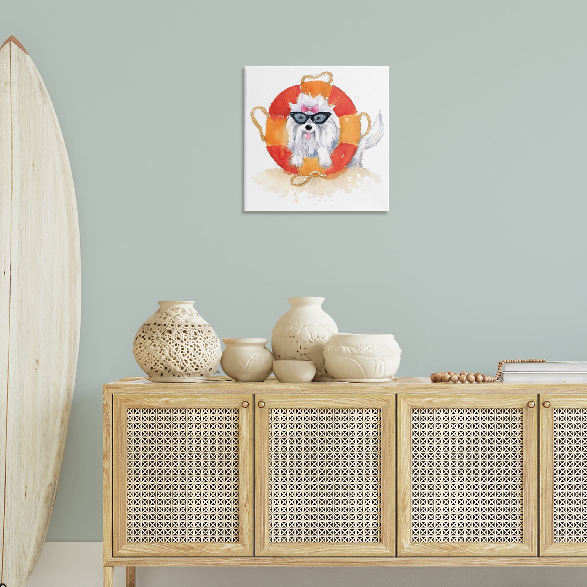 Stupell Industries Sandy Dog in Sunglasses Animals Painting Wrapped Canvas Art Print Wall Art, 24 x 24