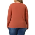 thumbnail image 3 of Agnes Orinda Women' s Plus Size Tshirt for Casual Tops Button Front Long Sleeve Tee Top 1X Orange, 3 of 6