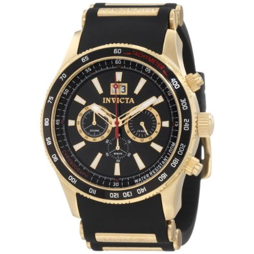 Invicta Men's 1236 Aviator Chronograph Black Dial Black Polyurethane Watch