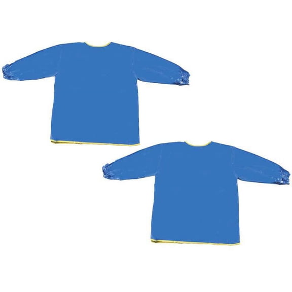 Long Sleeve Plastic Art Smock, Ages 3 , Blue, 22" x 18", Pack of 2