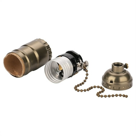 

Light Holder E27 Aluminum Vintage Light Socket with Pull Chain Desk Table Lamp Lighting Holder Screw Base[Bronze]