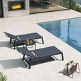thumbnail image 4 of PURPLE LEAF Oversize Outdoor Chaise Lounge Set of 3， Dark Grey Aluminum Lounge Adjustable Chairs with Wheels and Table for Patio Deck Pool Yard,Dark Grey, 4 of 10