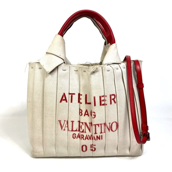 Pre-Owned Valentino-Galavani Atelier Bag 2WAY Hand Bag natural Beige/Red (Good)