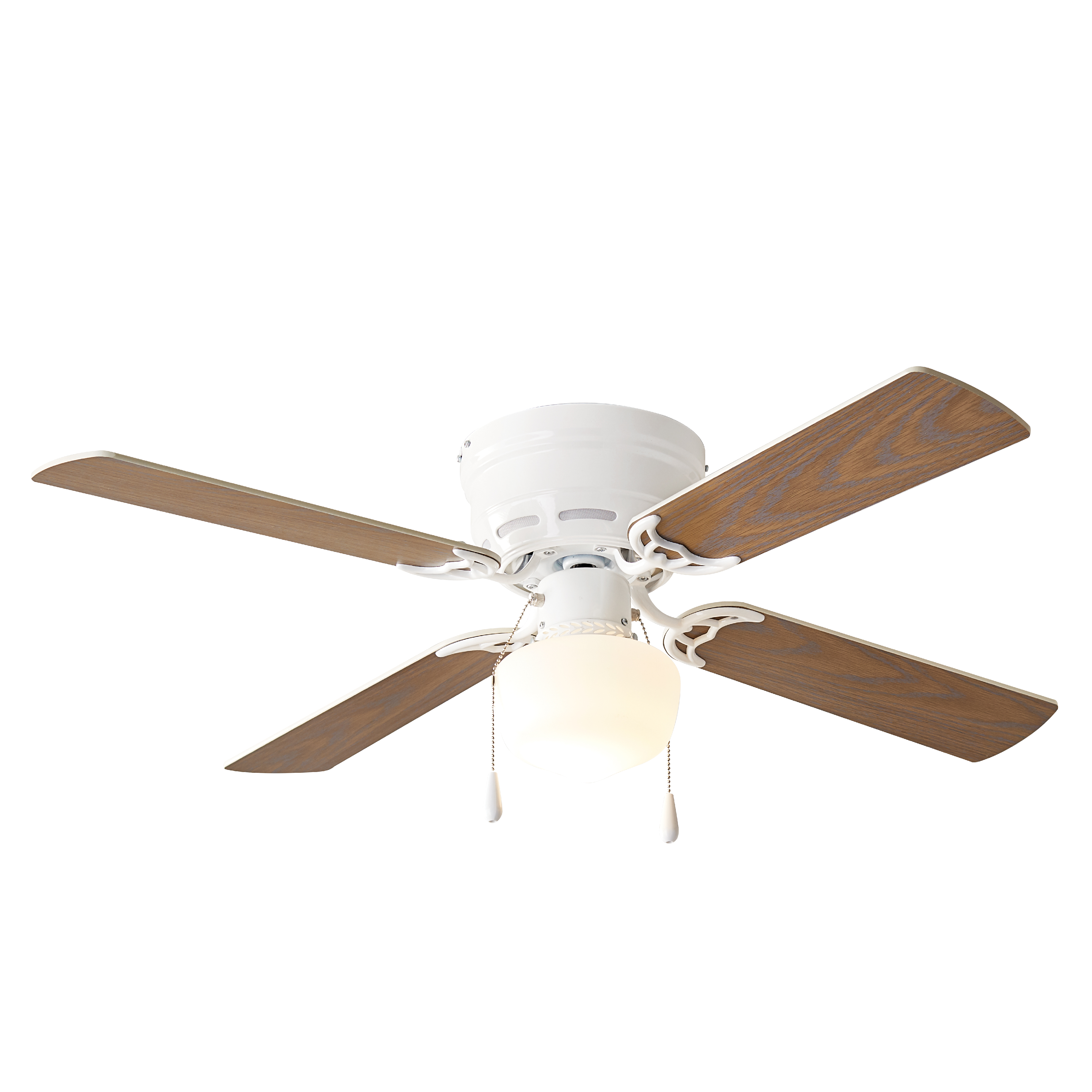 Mainstays 42 Inch Hugger Metal Indoor Ceiling Fan with Light, White, 4 Blades, LED Bulb, Reverse Airflow - image 2 of 17