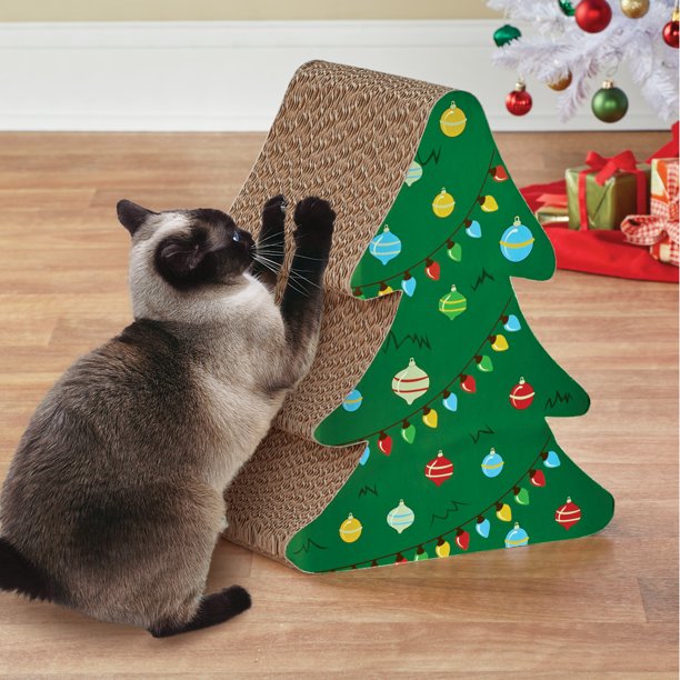 Christmas Tree Holiday Cat Scratcher with Catnip