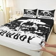 thumbnail image 3 of jejeloiu Southwestern Cowboys Twin Sheet Sets,Vintage Splashing Ink Artwork Twin Fitted Sheet,White Black Flat Sheet For Boys Teens,Ultra Soft Home Decor,3pcs, 3 of 7