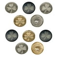 thumbnail image 1 of Three Leaf Clover Shamrock Set of 10 Metal 0.6" (15mm) Sewing Shank Round Buttons - Black Color, 1 of 5
