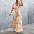 thumbnail image 2 of EQWLJWE Robes pour Femmes Robes pour Femmes 2023 Mode Femmes Décontractée Col en V Imprimé Manches Courtes Robe à Lacets avec Boutons Jupe, 2 of 7