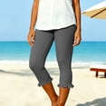thumbnail image 4 of Capris Pants for Women - Dance Yoga Leggings Elastic Waist Ruffle Summer Casual Athletic Cropped Pants, 4 of 7