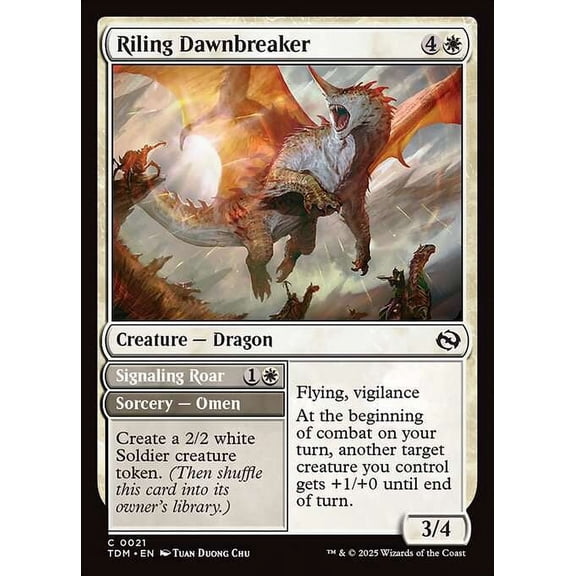 MtG Tarkir: Dragonstorm Common Riling Dawnbreaker // Signaling Roar (FOIL) #21