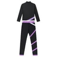 thumbnail image 4 of TiaoBug Kids Girls Skating Gymnastics Workout Outfits Shiny Long Sleeve Sweatshirt with Leggings Pants Suit Light Purple 12, 4 of 5