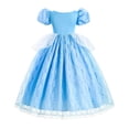 thumbnail image 3 of IBTOM CASTLE Kids Girls Cinderella Princess Cosplay Costume Dress&Accessories Party Carnival Fancy Dress up Long Evening Gown 2-3 Years Blue-Lace, 3 of 8