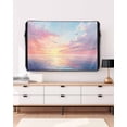 thumbnail image 3 of Outdoor TV Cover 48 to 50 Inch Weatherproof, Coastal Waterproof TV Screen Protector for Outside Decor with Zipper and Pocket 48"L x 30"H , Ocean Sunset Seagull Blue Pink Orange, 3 of 7