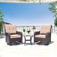 thumbnail image 3 of Kullavik 3PCS Wicker Rocking Chair Swivel Chairs, Patio Furniture Set Rattan Rocking Bistro Sets with Coffee Table for Outdoor Porch Deck Garden Backyard,Sand, 3 of 9