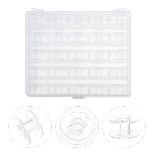 OFFIGAM 25Ud Spool Para Máquina De Coser Plástico Transparente Con Estuche Para Almacenamiento