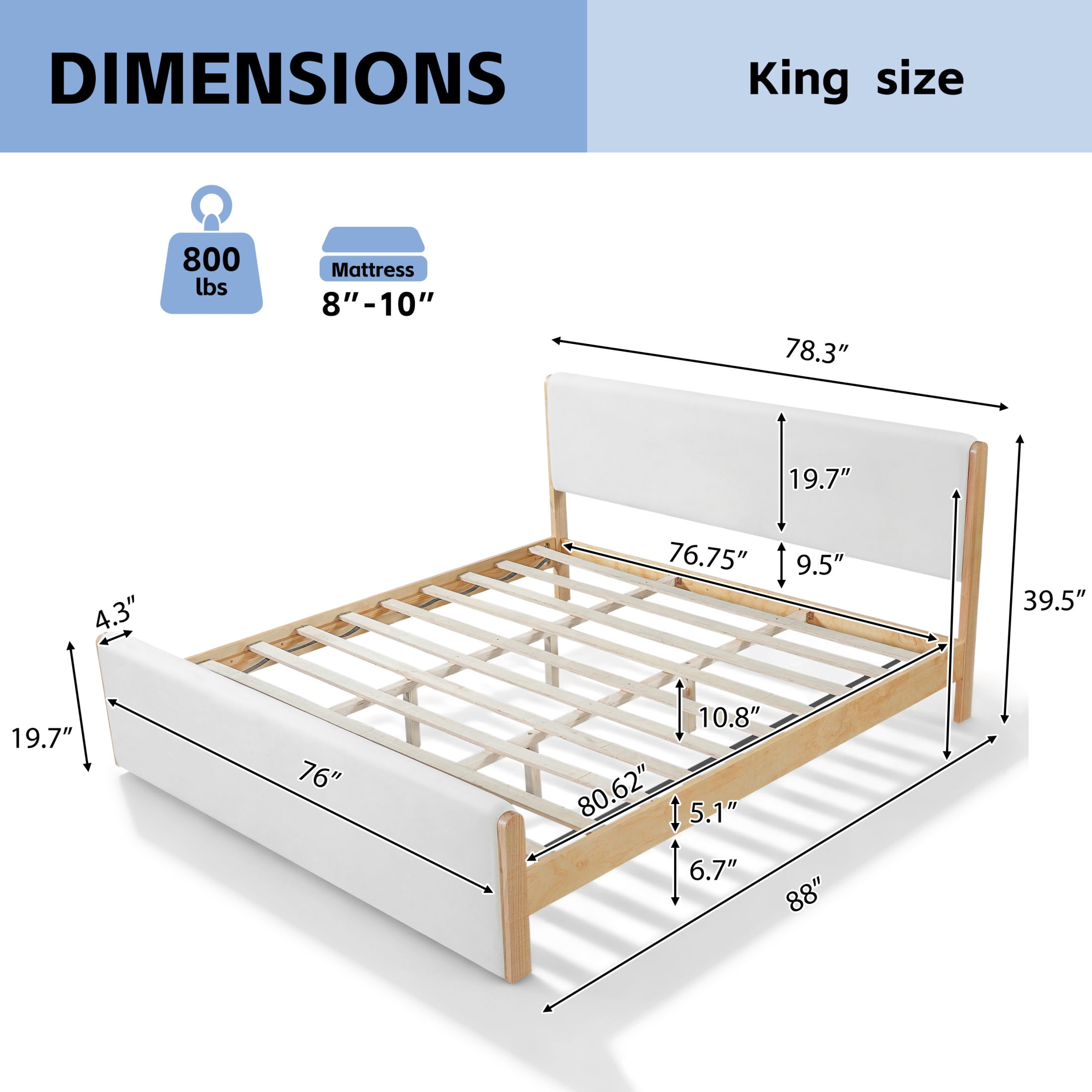 Christopher Knight Home King Size Natural Wood Bed frame With Beige Upholstered Headboard and Footboard