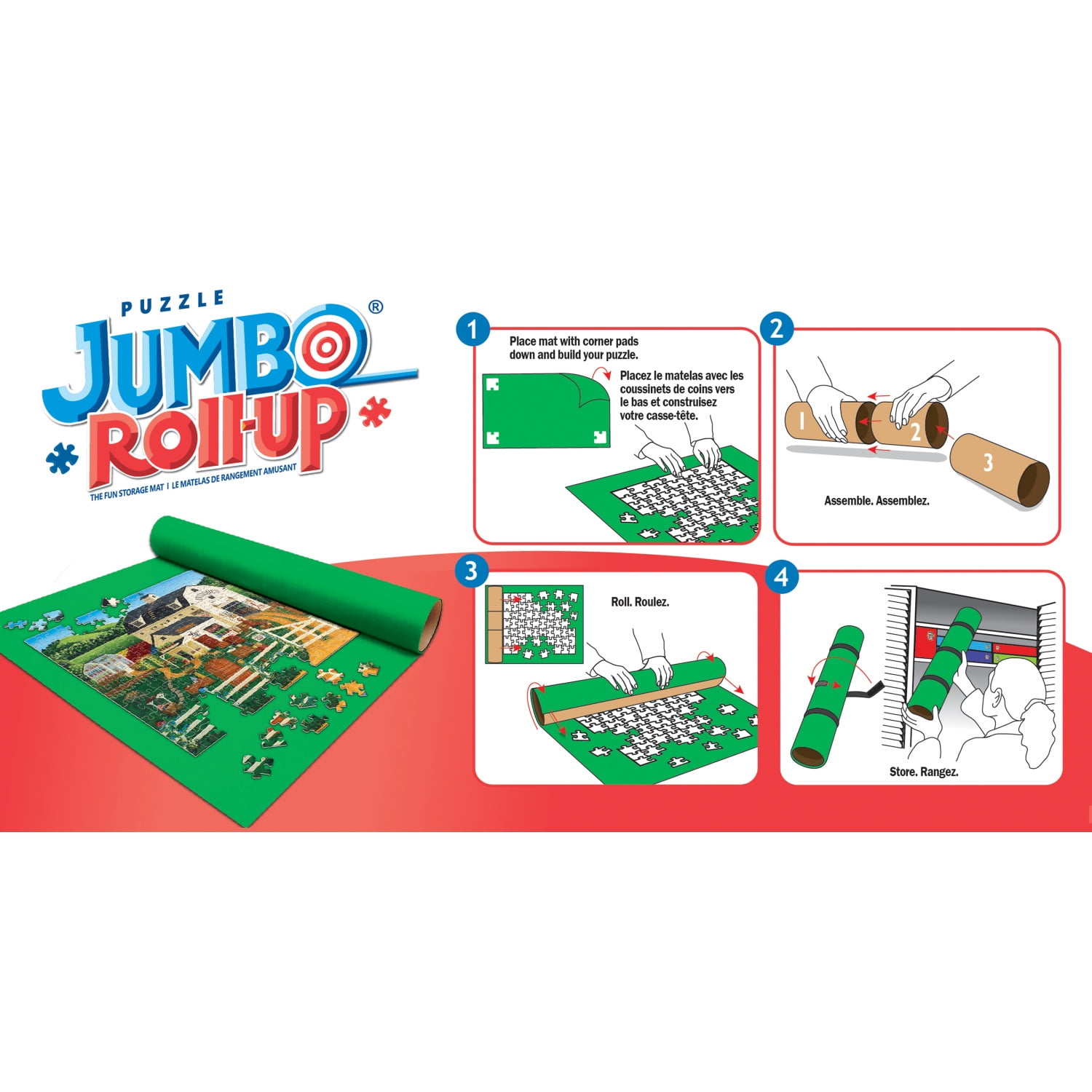 MasterPieces Accessories - Jumbo Jigsaw Puzzle Roll-Up Mat & Box - 48"x36"