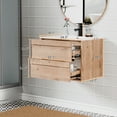 thumbnail image 3 of 24" Wall mounted Bathroom Vanity with Ceramic Top, Wood Tune Floating Cabinet, 3 of 7
