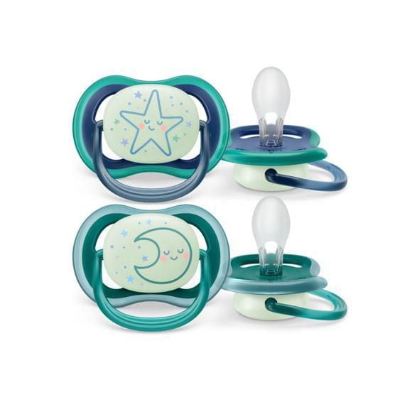 Philips Avent Ultra Air Pacifier 6-18m, sleeping star / sleeping moon, nighttime, 2 pack SCF376/13, Avent Ultra Air Pacifier 6-18m nighttime 2pk