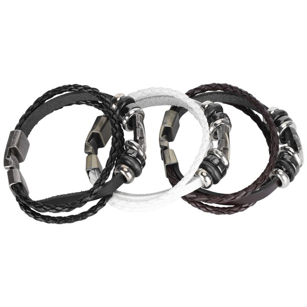 Cuerda De Mano Pulsera De Punto De Múltiples Capas Pulsera De Pareja De Cuero De Moda Hecha A Mano Conjunto De Pulsera De Cuero Trenzado para Hombres Y Mujeres Ajustable ANGGREK Otros
