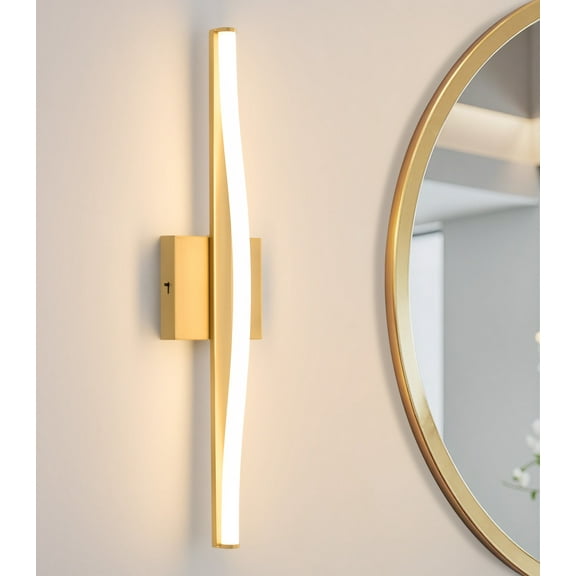 Deyidn 24-inch Modern Gold Wall Sconce, Dimmable LED Wall Light with Adjustable Color Temperature, Acrylic Shade for Bedroom, Living Room, Hallway, Entryway
