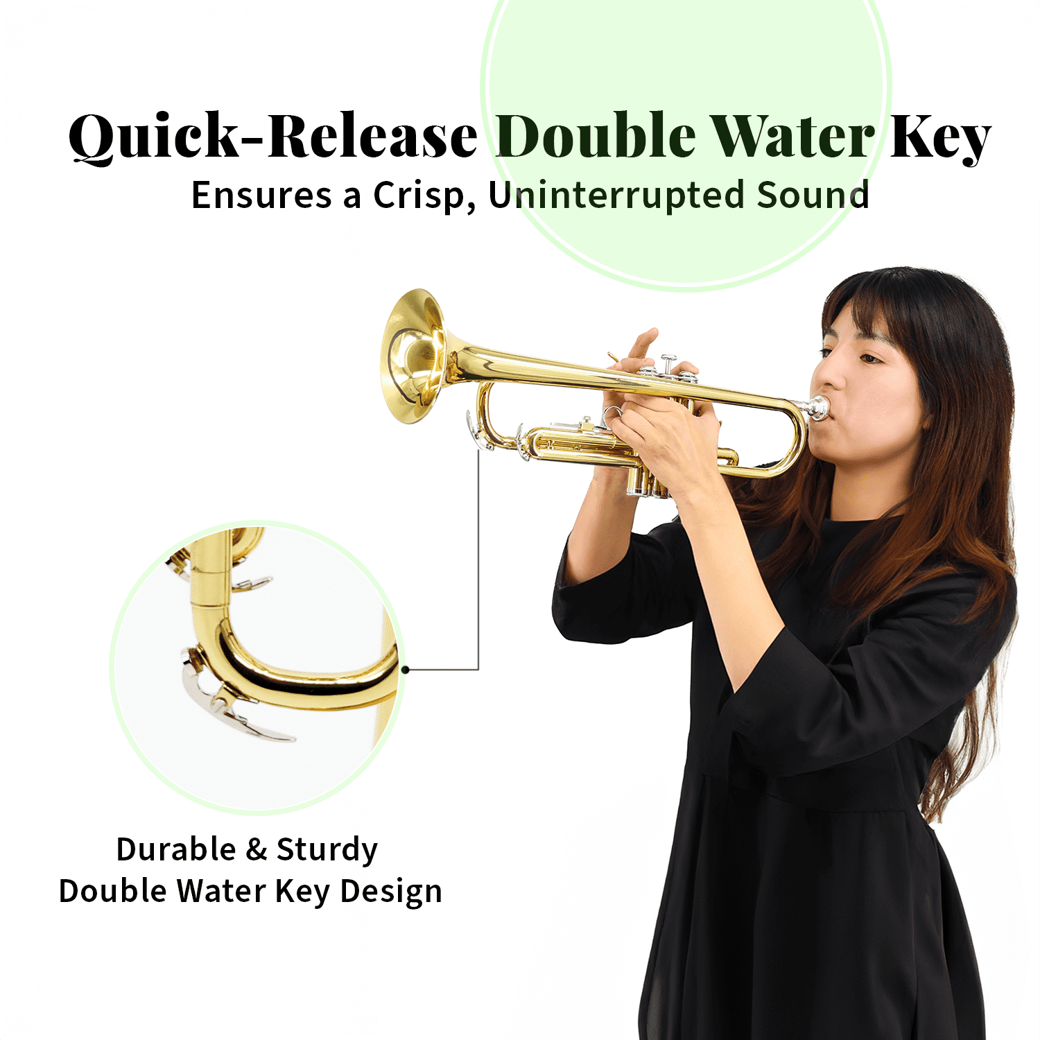 StarQuest Bb Trumpet .460” Bore High-Precision Nickel-Plated Valves, Ideal for Students and Experienced Musicians, Complete with Hard Case & Accessories
