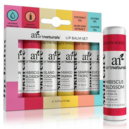 Artnaturals Natural Lip Balm Beeswax 6 X 15 Oz 425g Gift Set Of Assorted Flavors Chapstick For Dry Chapped Cracked Lips Lip Repair