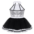 thumbnail image 4 of Moggemol Kids Girls Halter Sleeveless Sequins Modern Jazz Ballet Dance Dress Camisole Gymnastics White 8, 4 of 7