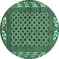 thumbnail image 1 of Ahgly Company Indoor Round Southwestern Turquoise Blue Country Area Rugs, 4' Round, 1 of 4