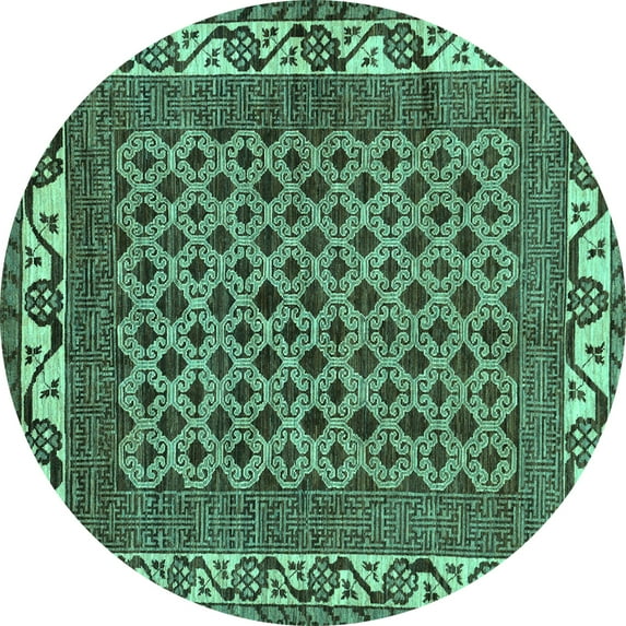 Ahgly Company Indoor Round Southwestern Turquoise Blue Country Area Rugs, 4' Round