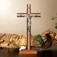 thumbnail image 2 of Crucifijo de pared KUXBET Cruz de pie de Jesucristo católico de 25 cm, 2 of 9