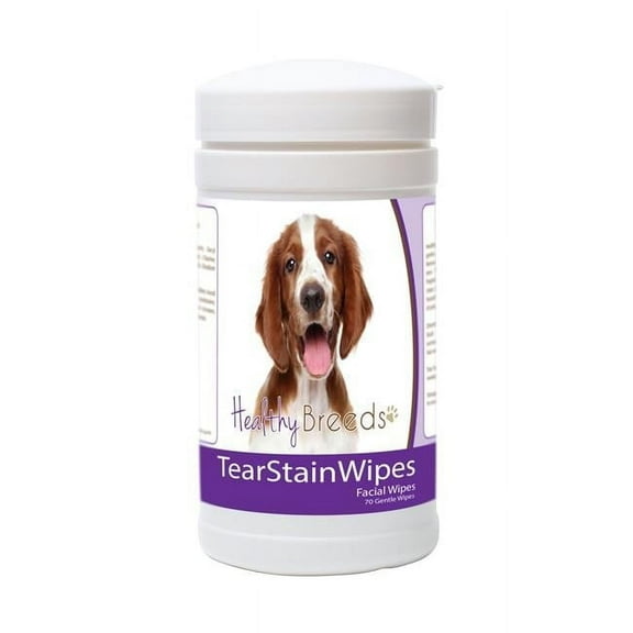Healthy Breeds 840235177487 Welsh Springer Spaniel Tear Stain Wipes - 70 Count