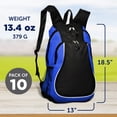 thumbnail image 5 of Large Sports Backpack with Mesh Pockets Set of 10, Bulk Pack - Perfect for School, Office, Outdoor Sports - Blue, 5 of 5