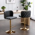 thumbnail image 2 of Sesslife Swivel Counter Height Bar Stools Set of 2, Upholstered PU Leather High Bar Chairs with Nail Trim, Adjustable Seat, Barstools with Back and Footrest for Kitchen Island, Home Pub, Dark Gray, 2 of 11
