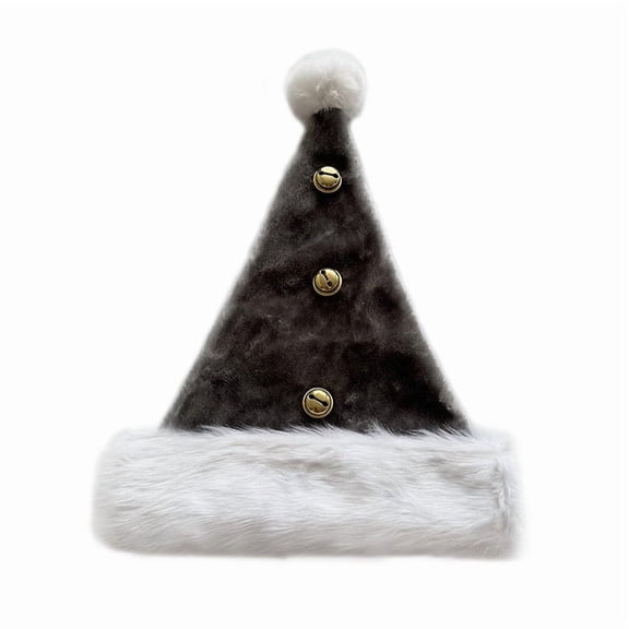 Plush Bell Christmas Hat, Soft Comfortable Santa Hat for Adults, Festive Headwear Decoration for Christmas Family Parties, Adds Cheerful Vibe to Holiday Celebrations, Gray, 1pcs