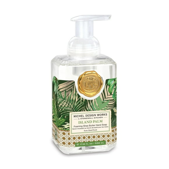 Michel Design Works Design Savon Moussant pour les Mains 17.8oz, Parfum Palmier et Mélange Beurre de Karité et Aloe Vera, Beau Contenant Carré avec Pompe