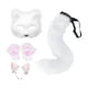 thumbnail image 3 of Conjunto de diadema y cola con orejas de gato y zorro, accesorios de disfraz para fiesta, juego de rol Blanco, 3 of 8