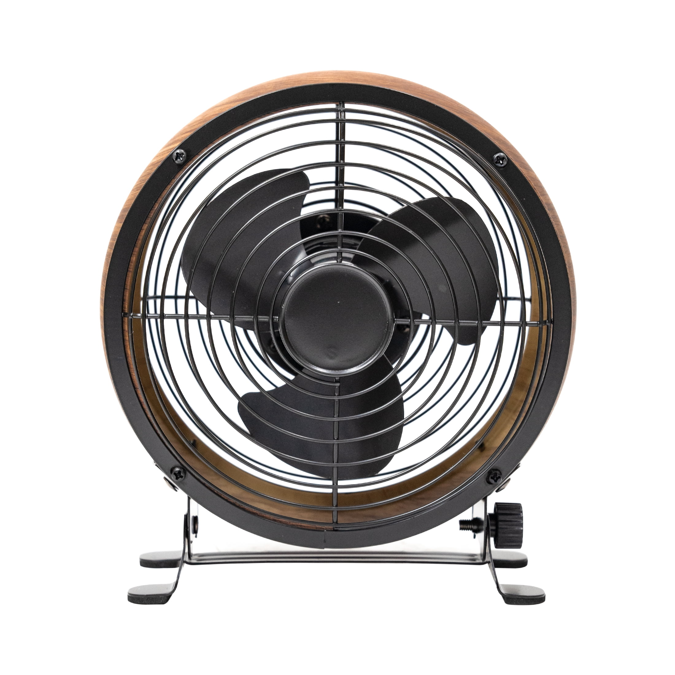 Better Homes & Gardens 5” Retro Small Fan with 3 Speed Settings, USB-C Plug, Adjustable Tilt, Vintage Fan for Home and Bedroom, Wood Grain